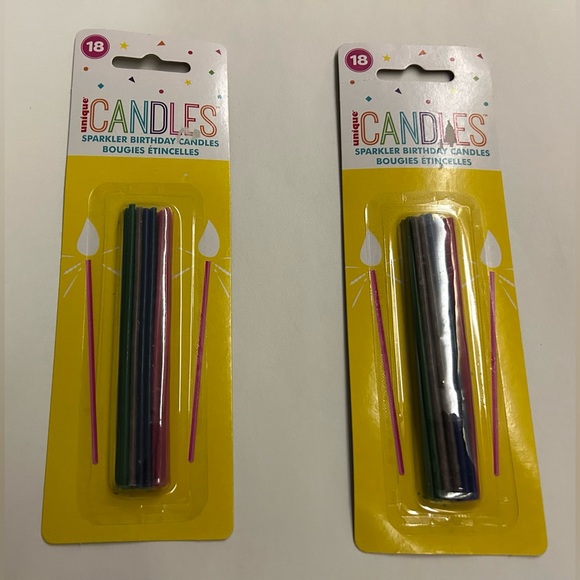 New 2 Packages Unique Candles 3 7/8" 36 Total Candles Sparkler Pink Blue Green - Picture 1 of 13
